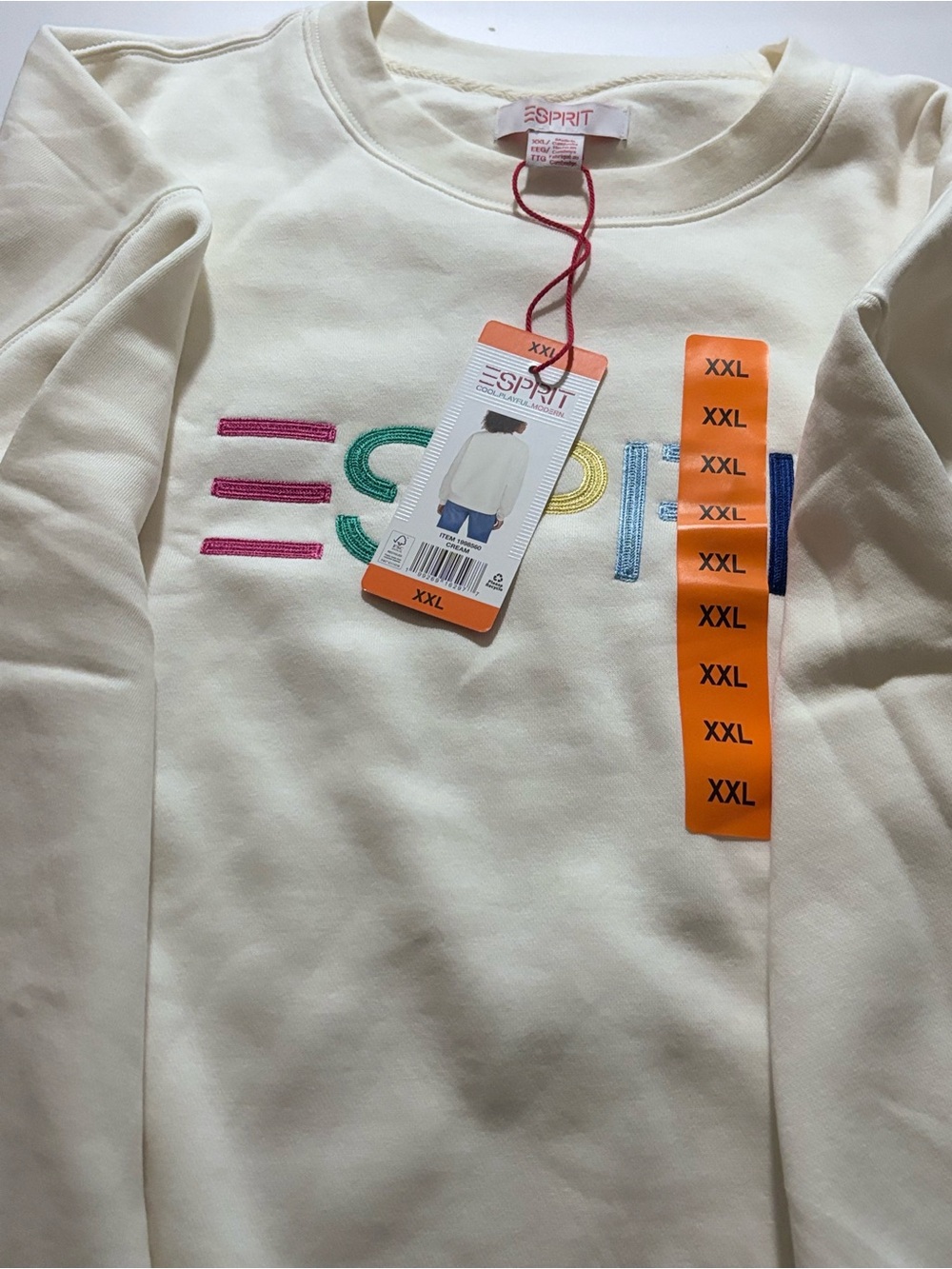 Viral Esprit Cream Crewneck Sweatshirt with Multicolor Embroidery - Picture 3 of 4
